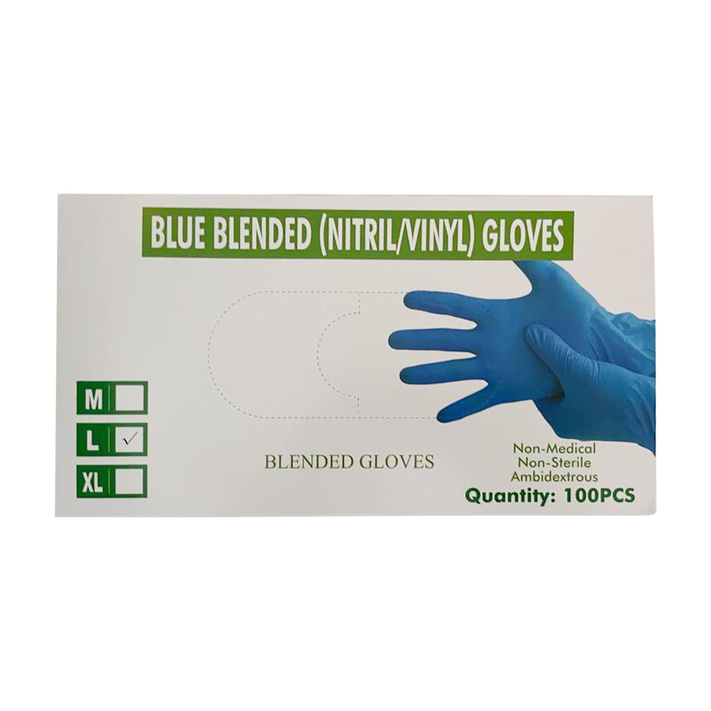 Disposable Nitrile/Vinyl Blended Gloves, Blue Color, 4mil Thickness - 100 Pcs./Box