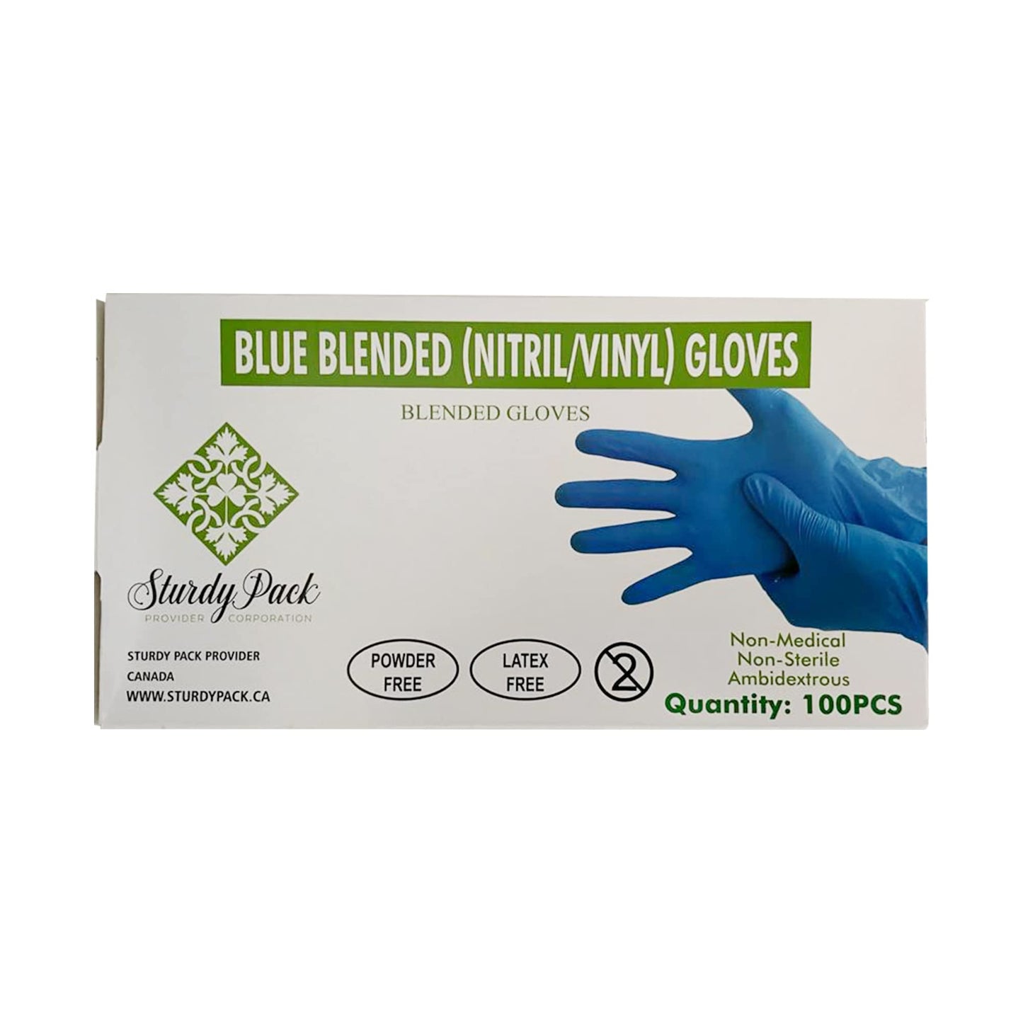 Disposable Nitrile/Vinyl Blended Gloves, Blue Color, 4mil Thickness - 100 Pcs./Box