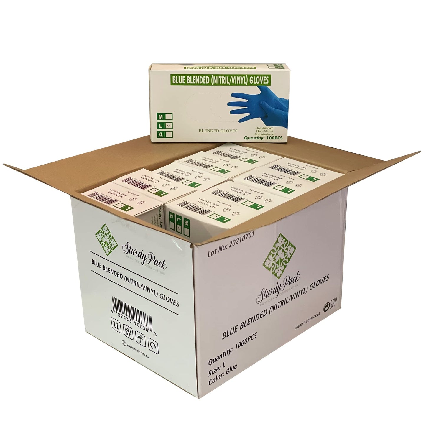 Disposable Nitrile/Vinyl Blended Gloves, Blue Color, 4mil Thickness - 100 Pcs./Box