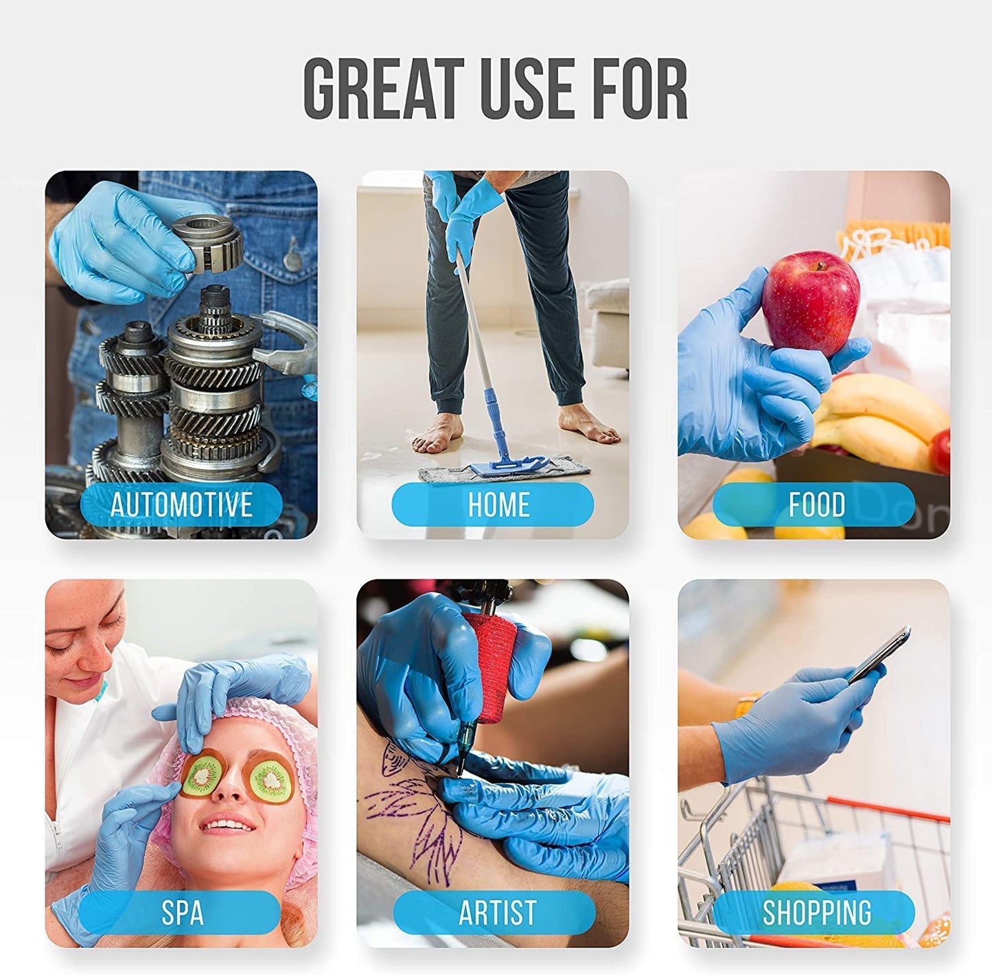 Disposable Nitrile/Vinyl Blended Gloves, Blue Color, 4mil Thickness - 100 Pcs./Box