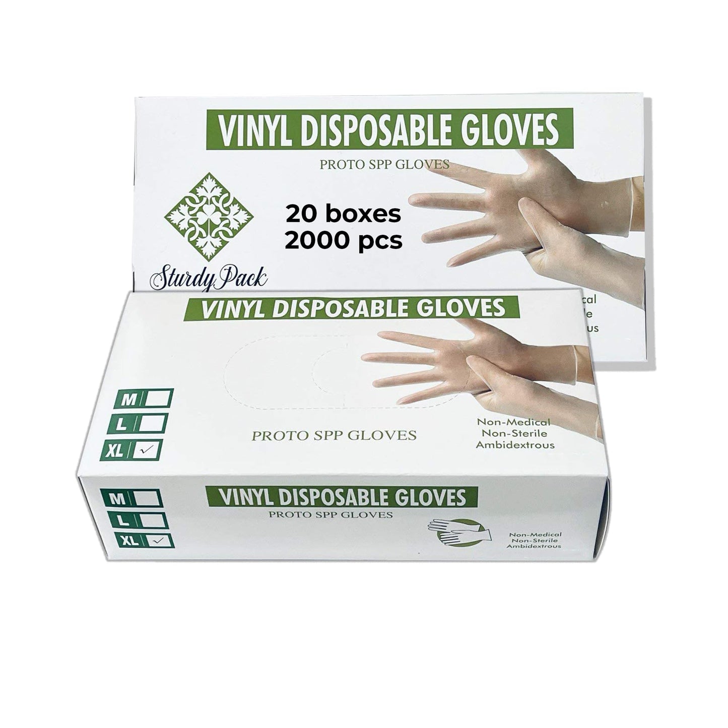 Disposable Vinyl Gloves, Clear, 4mil Thickness - 100 Pcs./Box, 20 Boxes/Case (2000 Pcs./Case)