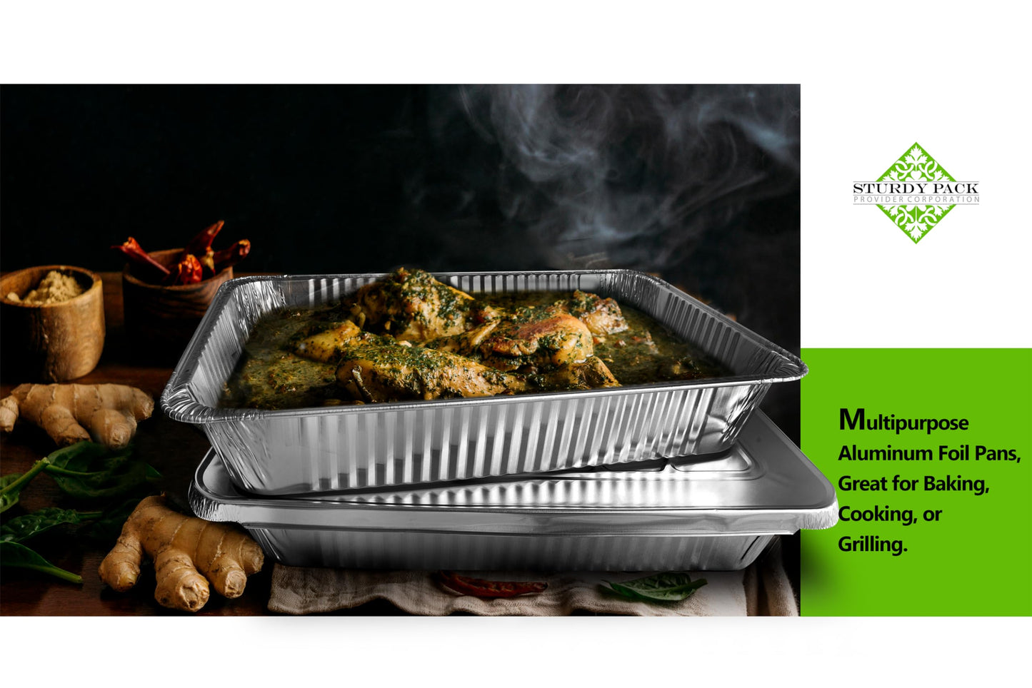 Disposable Half Size Shallow(9"x13"x1.5") Aluminum Tray / Steam Table Pans - Without Lids - 100 Psc./Case