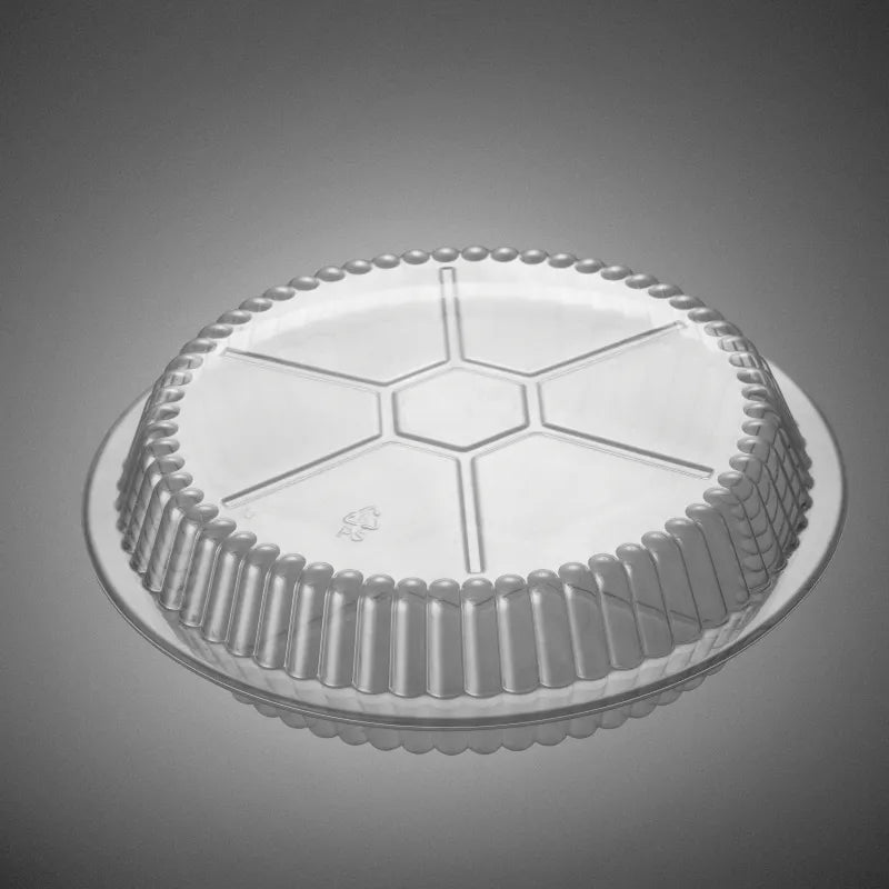 Disposable 8-Inch Round Aluminum Pan with Clear Plastic (PET) Dome Lid, 208 mm Diameter, Pack of 500