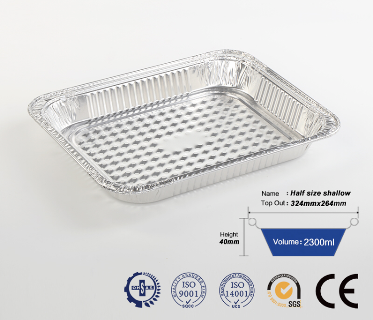 Disposable Half Size Shallow(9"x13"x1.5") Aluminum Tray / Steam Table Pans - Without Lids - 100 Psc./Case