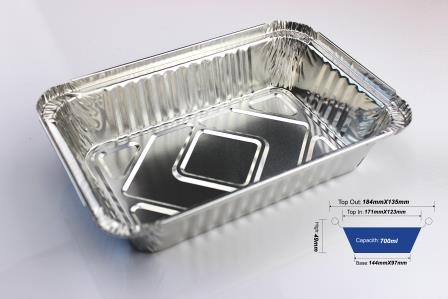 Disposale 1.5 Lb Oblong Aluminum Take Out Pan / Container - 500 Pcs./Case