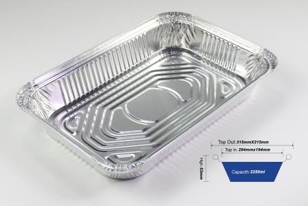 Disposable 4 Lb Oblong Aluminum Take Out Pan / Container - 200 Pcs./Case