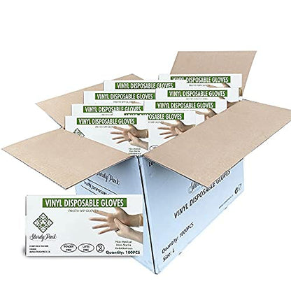 Disposable Vinyl Gloves - Blue Color - 4mil Thick - 100 Pcs./Box - 10 Boxes/case (1000 Pcs./Case)