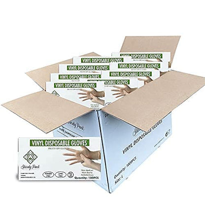 Disposable Vinyl Gloves - Clear - 4mil Thick - 100 Pcs./Box-10 Boxes/case (1000 Pcs./Case)