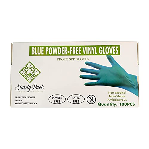 Disposable Vinyl Gloves - Blue Color - 4mil Thick - 100 Pcs./Box - 10 Boxes/case (1000 Pcs./Case)