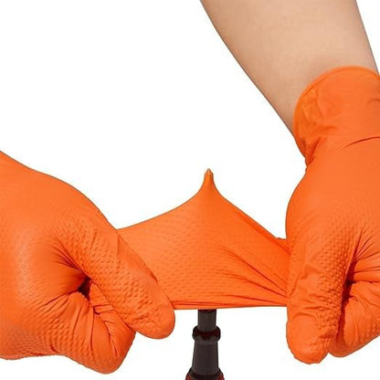 Disposable Gloves - Nitrile - Orange Color - 8 mil Thick(Heavy Duety) - 100 Pcs./Box