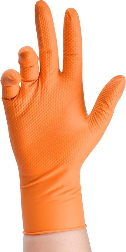 Disposable Gloves - Nitrile - Orange Color - 8 mil Thick(Heavy Duety) - 100 Pcs./Box