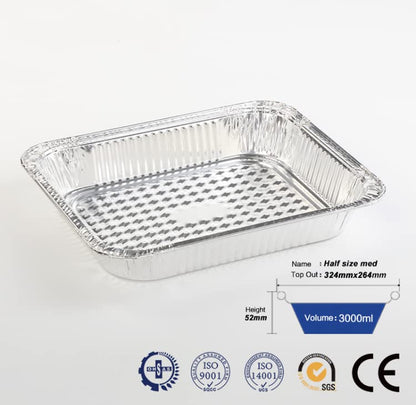 Disposable Half Size Medium(9"x13"x2") Aluminum Tray / Steam Table Pan - Without Lid - 100 Pcs./Case