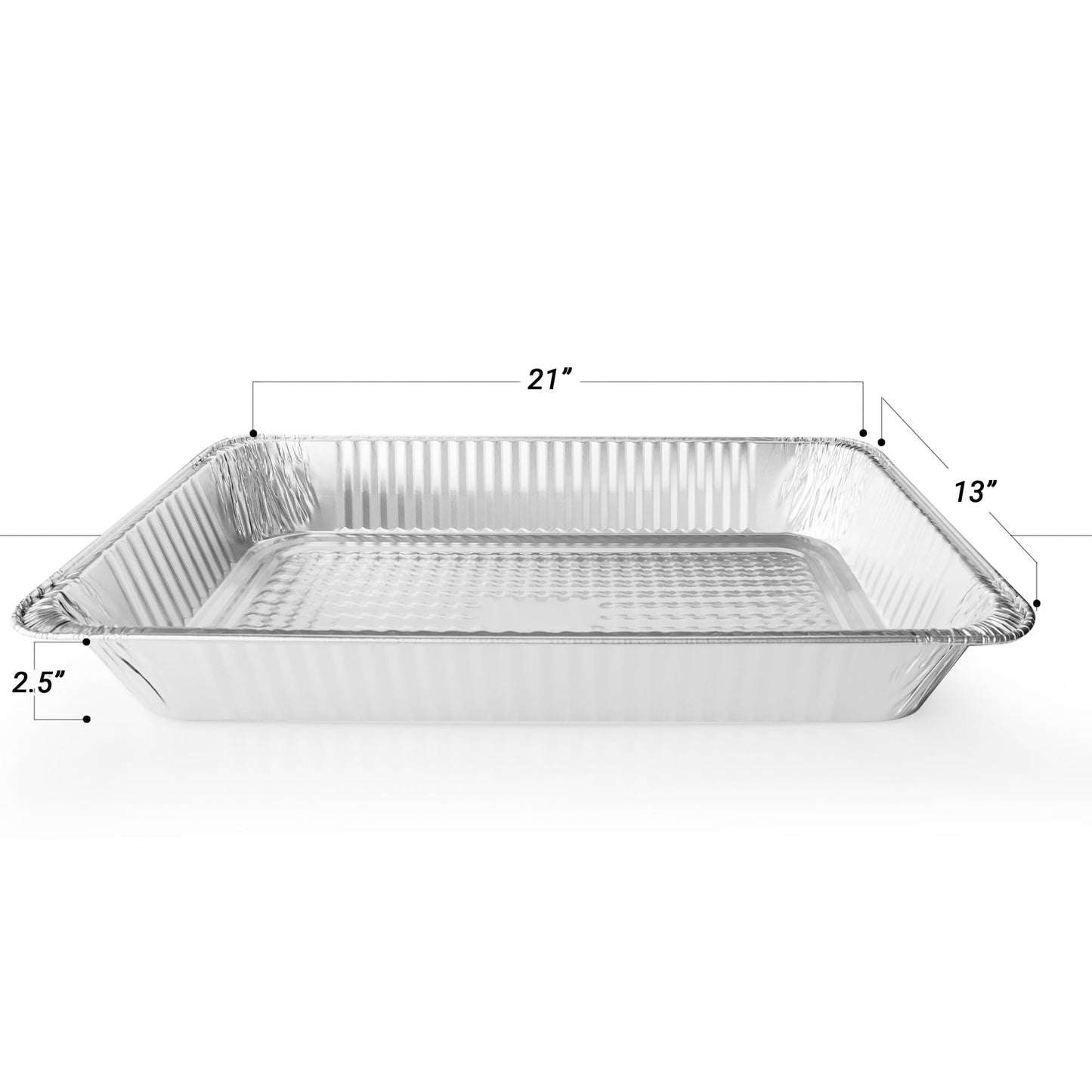 Disposable Full Size Medium(21"x13"x2.5") Aluminum Tray / Steam Table Pan - Without Lids- 50 Pcs./Case