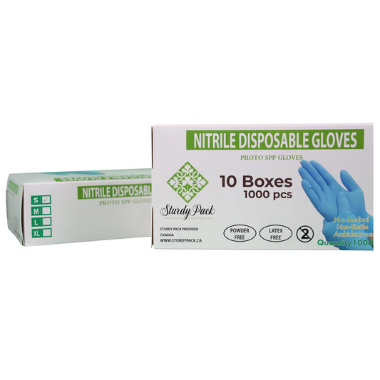 Disposable Nitrile Gloves, Blue Color, 4mil Thick - 100 Pcs./Box - 10 Boxes/Case(1000 Pcs./Case)