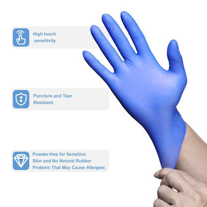 Disposable Nitrile/Vinyl Blended Gloves, Blue Color, 4mil Thick - 100 Pcs./Box