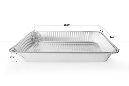 Disposable Full Size Deep(21"x13"x3") Aluminum Tray/Steam Table Pan - with Lids