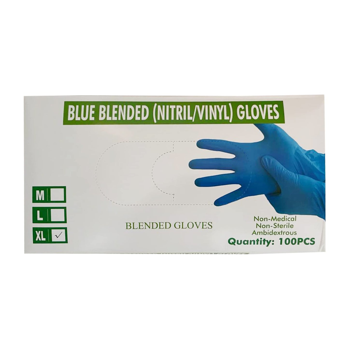 Disposable Nitrile/Vinyl Blended Gloves, Blue Color, 4mil Thick - 100 Pcs./Box