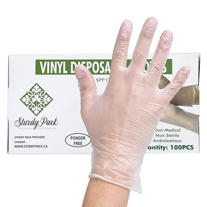 Disposable Vinyl Gloves - Clear - 4mil Thick  - 100 Pcs./Box