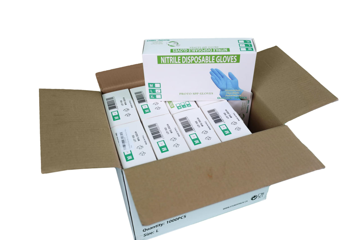 Disposable Nitrile Gloves, Blue Color, 4mil Thick - 100 Pcs./Box - 10 Boxes/Case(1000 Pcs./Case)