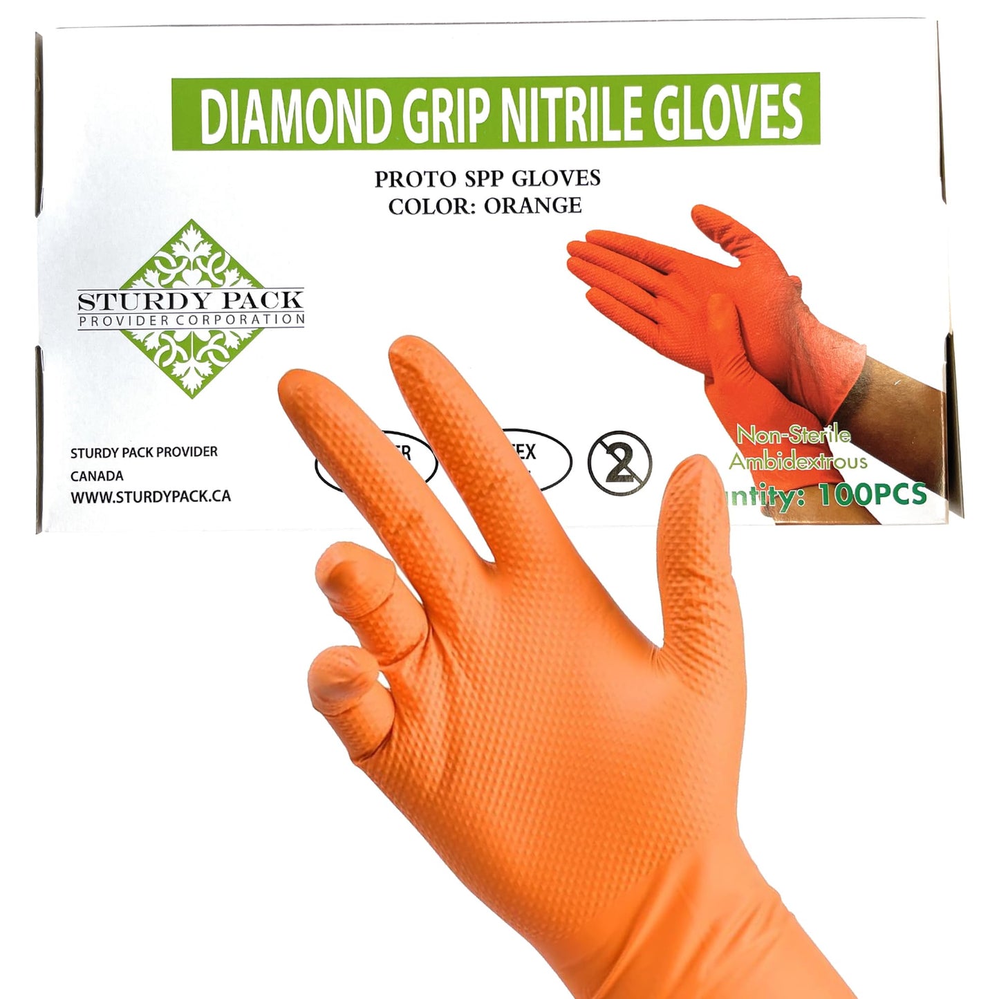 Disposable Gloves - Nitrile - Orange Color - 8 mil Thick(Heavy Duety) - 100 Pcs./Box