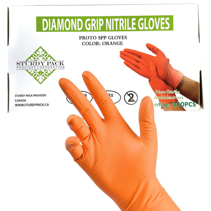 Disposable Gloves - Nitrile - Orange Color - 8 mil Thick(Heavy Duety) - 100 Pcs./Box