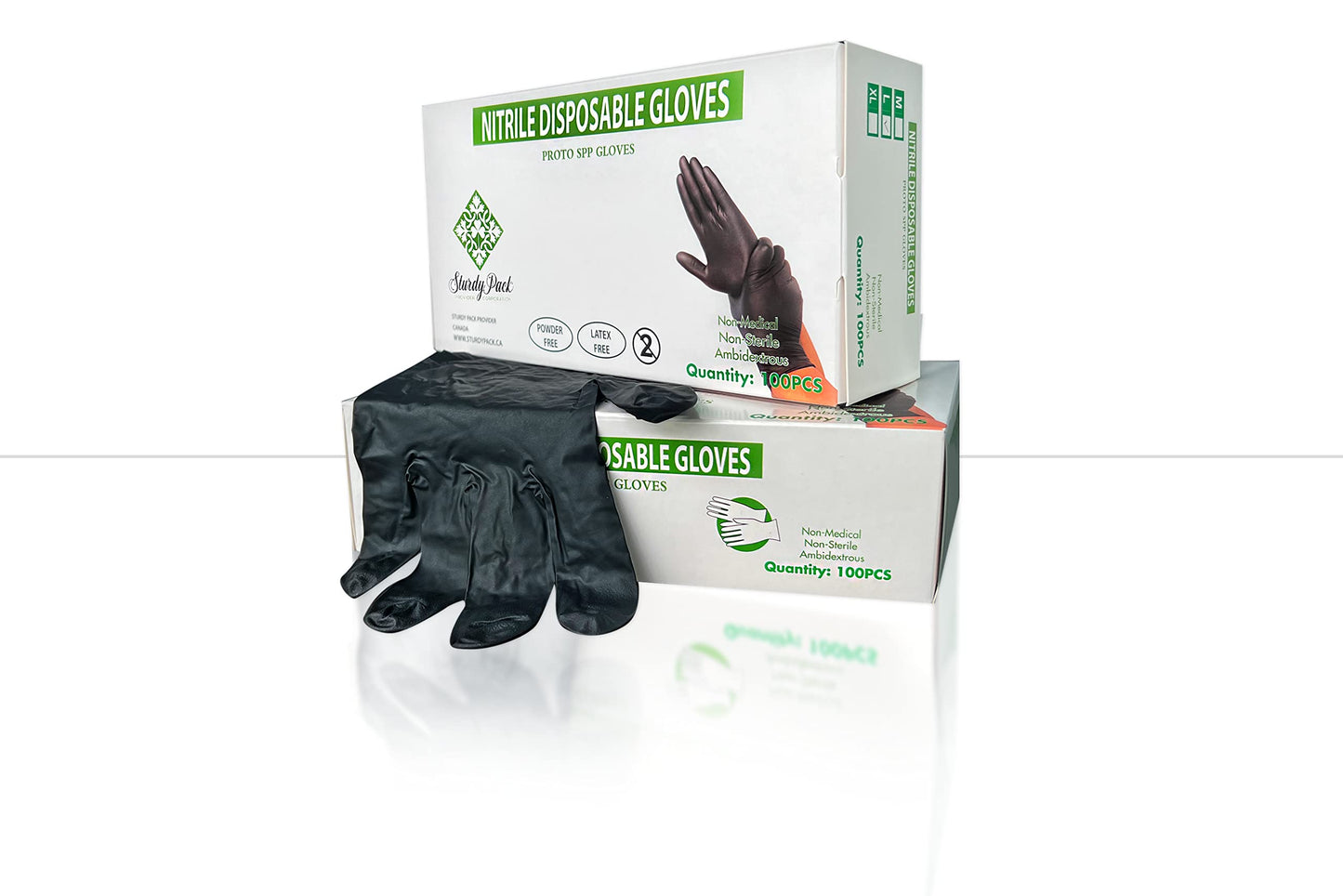 Disposable Nitrile Gloves, Black Color, 4mil - 100 Pcs./Box - 10 Boxes/Case (1000 Pcs./Case)