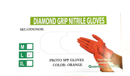 Disposable Gloves - Nitrile - Orange Color - 8 mil Thick(Heavy Duety) - 100 Pcs./Box