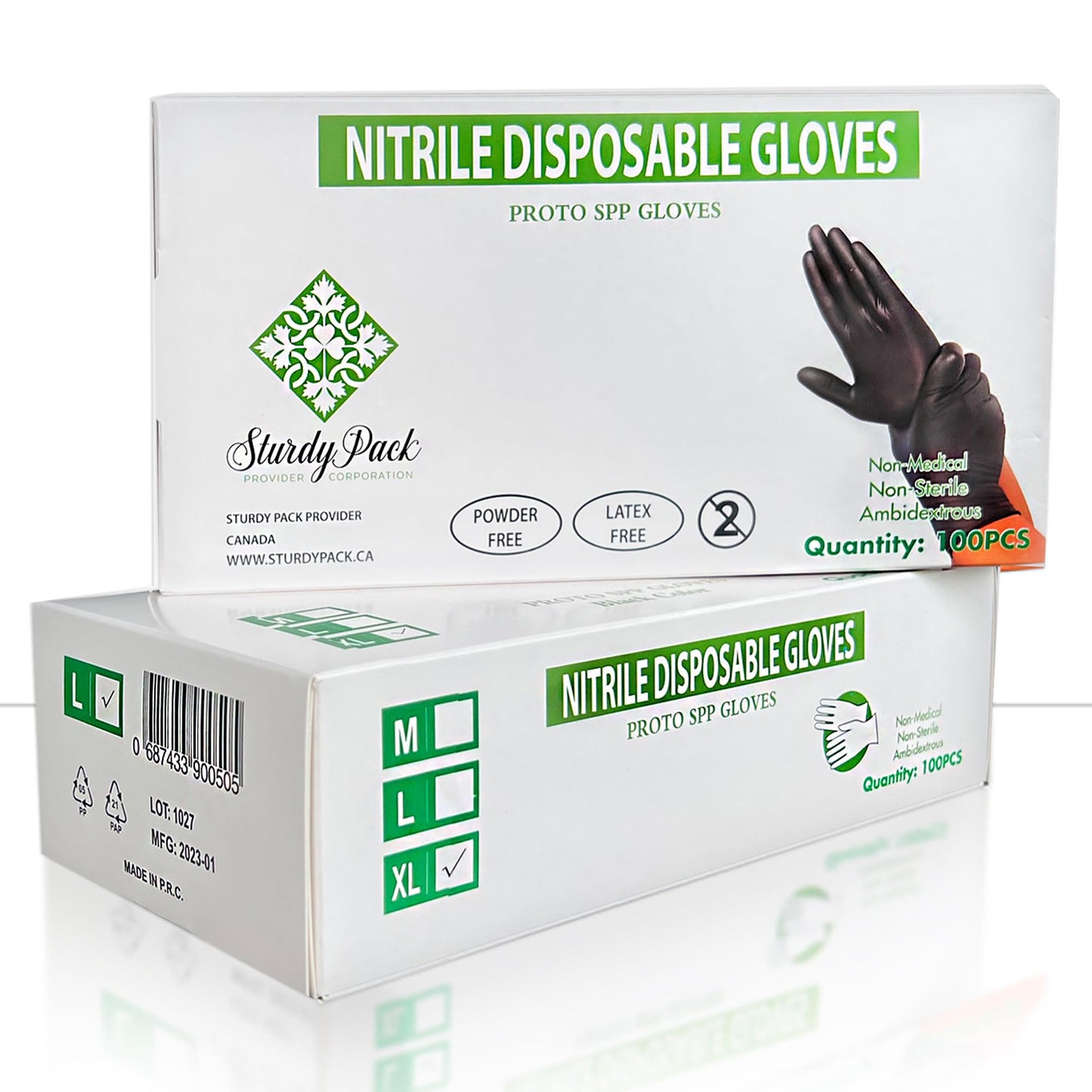 Disposable Nitrile Gloves, Heavy Duety(6ml), Black Color - 100 Pcs./Box