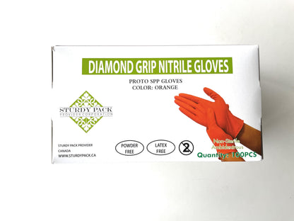 Disposable Gloves - Nitrile - Orange Color - 8 mil Thick(Heavy Duety) - 100 Pcs./Box