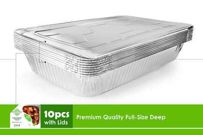 Disposable Full Size Deep(21"x13"x3") Aluminum Tray/Steam Table Pan - with Lids