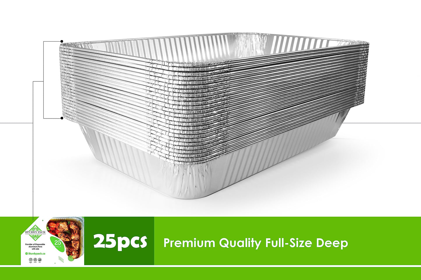 Disposable Full Size Deep(21"x13"x3") Aluminum Tray / Steam Table Pans - Without Lid