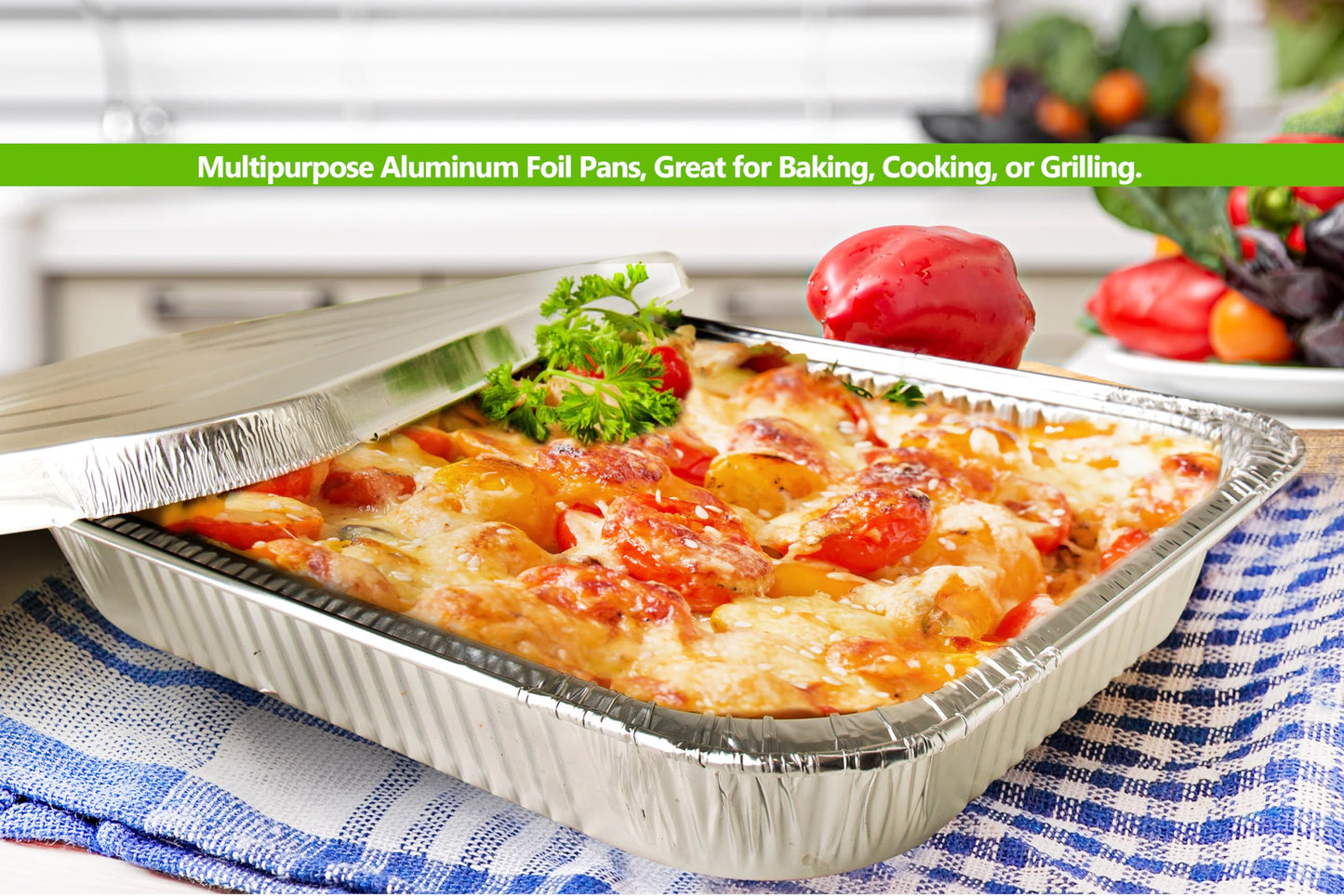 Disposable Half Size Medium(9"x13"x2") Aluminum Tray / Steam Table Pan - Without Lid - 100 Pcs./Case