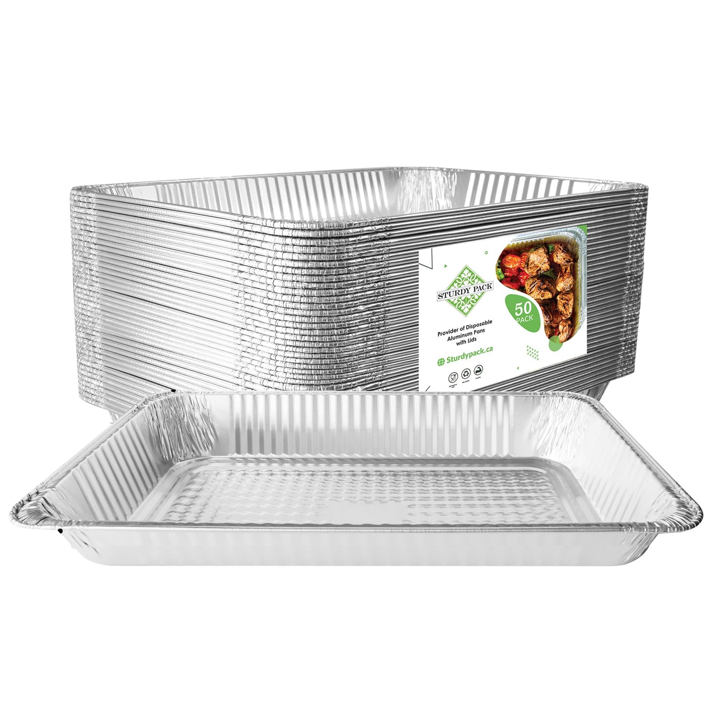 Disposable Full Size Shallow(21"x13"x2") Aluminum Tray / Steam Table Pan - Without Lid- 50 Pcs./Case