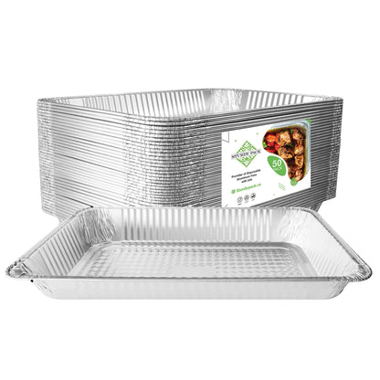 Disposable Full Size Shallow(21"x13"x2") Aluminum Tray / Steam Table Pan - Without Lid- 50 Pcs./Case