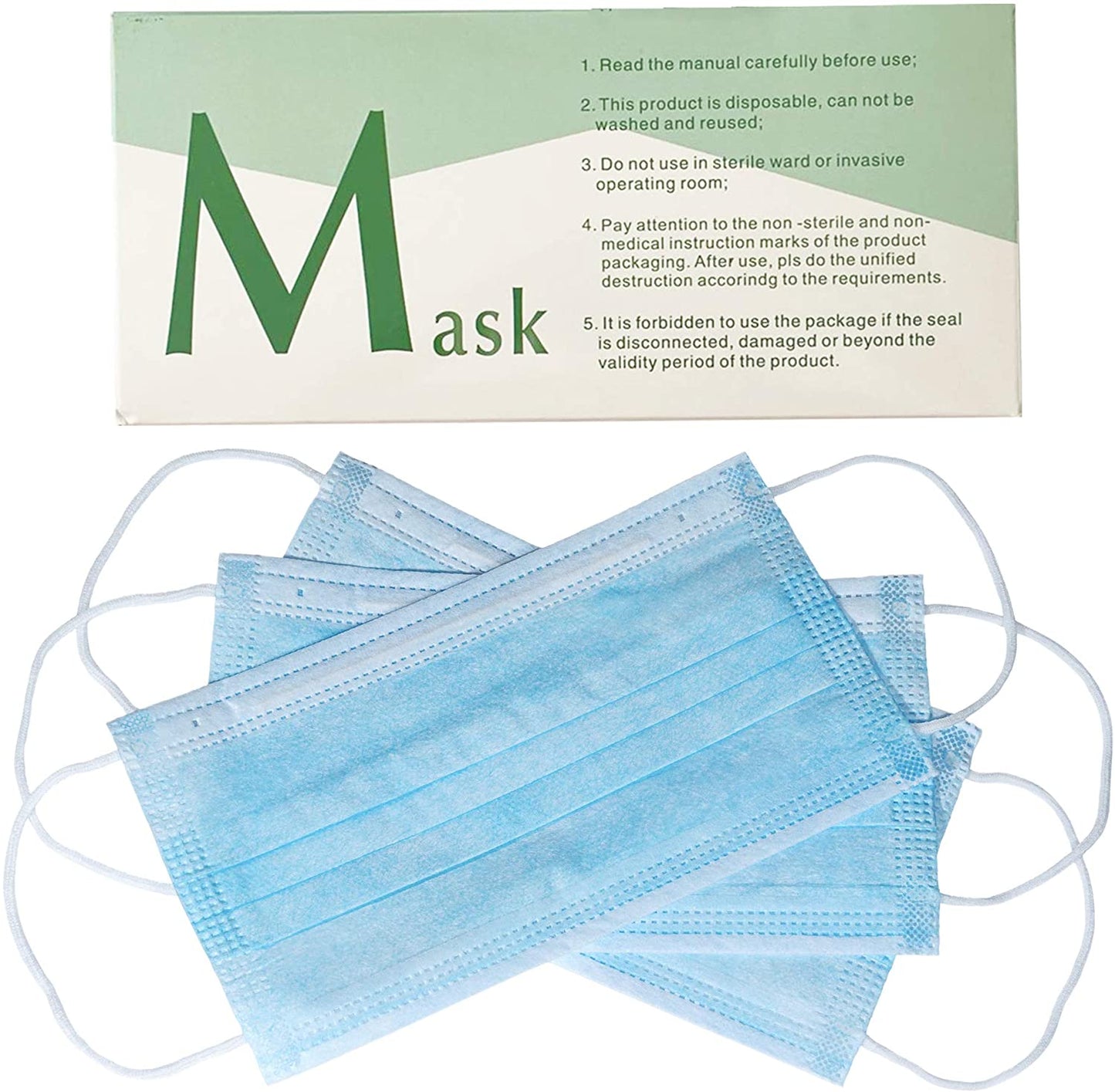 Disposable 3-Ply Blue Face Masks For Adults- 50 Pcs./Box