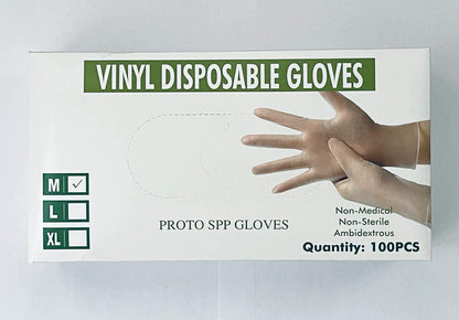 Disposable Vinyl Gloves - Clear - 4mil Thick  - 100 Pcs./Box